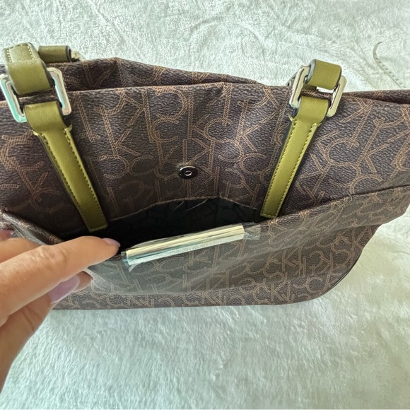 CALVIN KLEIN Nylon & Faux Leather Logo Structured Tote Bag - Picture 9 of 16